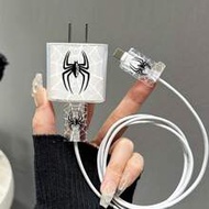 ชุด 3 ชิ้น เคสกันกระแทกรูปแมงมุมใสที่เข้ากันได้กับสาย Apple 18W 20W Charger Cable Protector, Charger