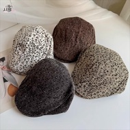 JEREMY1 Leopard Print Beret, Rhinestone Flat Forward Hat, Fashion Y2k Classic Versatile Leopard News