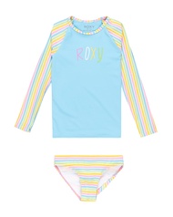 Roxy ชุดว่ายน้ำทูพีชแขนยาว UPF 50 สำหรับเด็กผู้หญิง MIRAGE STRIPE L TWO PIECE TEENIS RASHGUARD SET 2