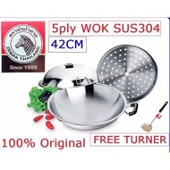 🦓100% ORIGINAL ZEBRA 304 STAINLESS STEEL CHINESE WOK 42CM（with stainless steel and turner)
