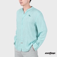 GALLOP : Mens Wear เสื้อคอจีนแขนยาว ผ้าลินิน (Linen Long Sleeve Mandarin Collar Shirt) รุ่น GW9034 สี Green Mint - เขียวมิ้นต์