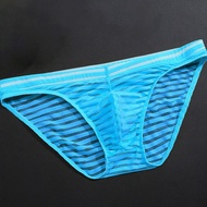 Sexy-Mens Bikini Briefs Underwear Striped Sheer Mesh Brief Thong Shorts Knickers