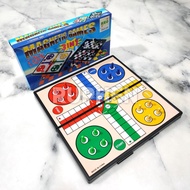 Magnetic Board Game 3 in 1 Ludo Catur Chess Checkers 24 x 24cm