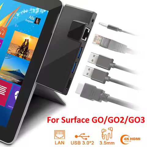 USB C HUB for Microsoft Surface Go/Go2/Go3 USB 3.0 to HDMI RJ45 3.5mm Audio Adapter Dock Multi USB H