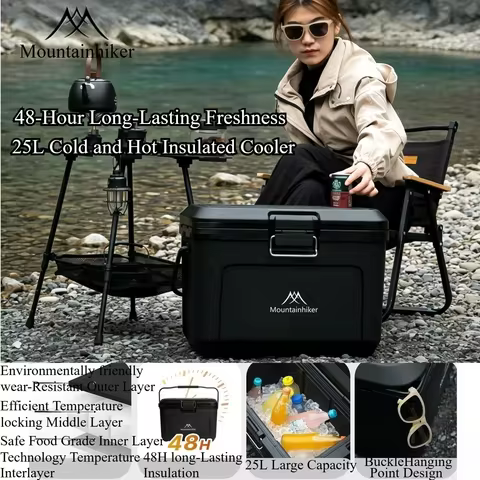 Mountainhiker 25L Dual-Purpose Insulated Box Portable Cooler Box 48H nsulated Box BBQ Outdoor Campin