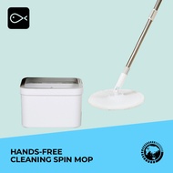 Blue Fish Hands-Free Cleaning Spin Mop [ 2.2L, Clean &amp; Dirty Water Separated Bucket, Spin To Dry, Microfibre Mop, Home ]