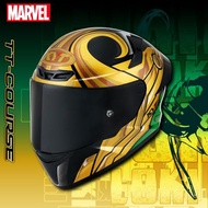 KYT TT-COURSE * Mr. Hat * Loki Marvel Painted MARVLE Full Face Helmet Ventilated Duck Tail Hoodie Tc