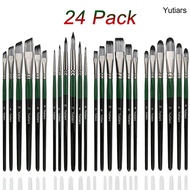 Professional Artist Paint Brush Set 6/24Pcs Various Shapes Round Filbert Flat Angular Detail Brushes