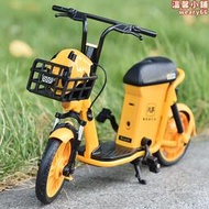 合金共享電動腳踏車模型聲光玩具兩輪小摩託外送車送餐車滑板車