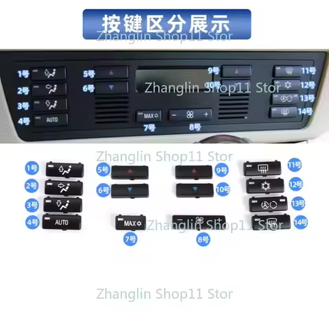 For BMW E39 E53 Car Center Console Climate A/C Control Panel Switch Buttons Cover Caps Key Replaceme