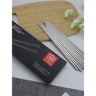特價倫凱18-10不銹鋼筷子304方形防滑筷子雙層中空23.5厘米10雙