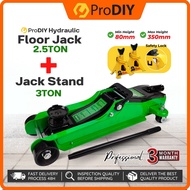 PRODIY COMBO Hydraulic Floor Jack 2.5 Ton + Jack Stand 3 Ton Heavy Duty 80mm - 350mm High Repair Too
