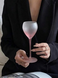 1只高腳雞尾酒杯,ins風格極簡霧漸層粉紅色紅酒杯,不太流行的高腳玻璃杯,適用於家庭、辦公室、餐廳、酒吧