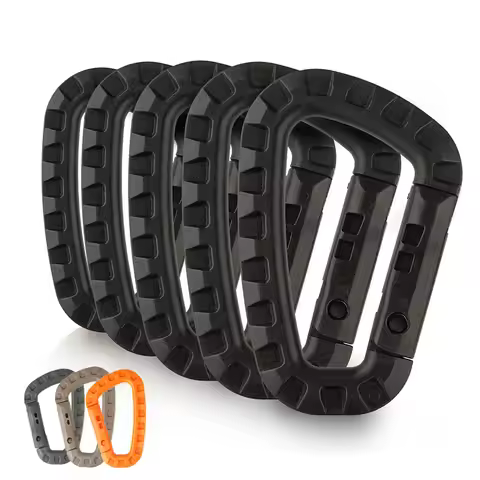 5Pcs Tactical 3.5" Plastic Carabiner Molle Clip ITW Keychain D-Shape Hard Spring Snap Gear Hook Outd