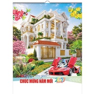 XO WALL CALENDAR 2027 7 SHEETS SPRING - Beautiful Villa (BM06)