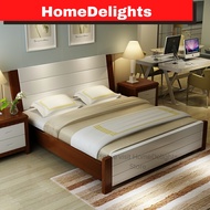 HomeDelights solid Rubberwood Bed with side tables Queen and King Katil Kayu Getah