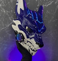 賽博朋克狐面具 紫白配色  搭載智慧 RGB 燈效  未來感狐狸面具