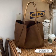 Korean Style Tote Bag Canvas Bag Shoulder Bag Cotton Fabric Bag Korean Solid Color Large Capacity Canvas Bag