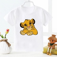 2021เสื้อยืดสำหรับเด็ก Kawaii  The Lion King เสื้อยืดสีขาวสำหรับเด็กผู้หญิงเด็กผู้ชายเสื้อฮาราจูกุตล