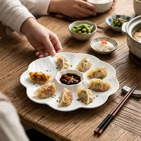 Japanese Plastic Dumpling Tray With Sauce Dish Sushi Snack Platter Simplism Dumpling Snack Plate