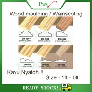 Wainscoting Frame / Wood Moulding / Wainscoting Decoration Bingkai Wood Rail Kayu Nyatoh Solid wood - CW0017 - CW0422