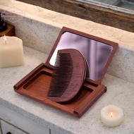 HORK 2-in-1 Woodenb & Mirror Set, Portable Vintage Travel Makeup Mirror VN