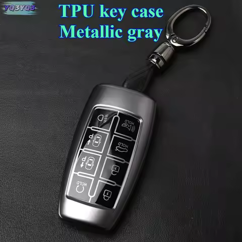 For Genesis Key Fob Cover, Hyundai Genesis GV80 GV90 G70 G80 G90 GV70 Metallic Gray Soft TPU Key Fob