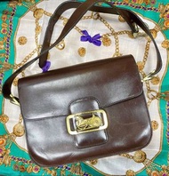 Celine vintage shoulder bag/crossbody bag   brown burgundy 中古款 空姐包 馬車金屬扣 啡色斜孭袋