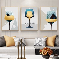 Frames Canvas Paintings Tropical Wall Art Wine Glass Wall Art for Living Room Home Decor Picture Kit