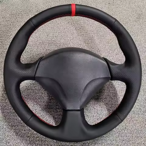 Customization Black Leather Car Steering Wheel Cover For Honda S2000 2000-2008 Civic Si 2002-2004 Ac
