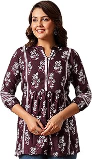 Short Kurti for Women | Indian Tunic Tops for Women | Indian Ethnic Tunic Top | Embroidered Tops 3/4