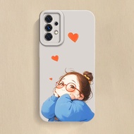 เคส Samsung Galaxy A52 A52s 5G แท้ case รัก น้อย ผู้หญิง กับ แว่น เงยหน้าขึ้น