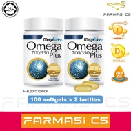 MegaLive Omega 700/350 Plus 100 Softgels x 2 Bottles EXP:09/2025 [ Omega 3, Fish oil, No fishy burping ]