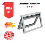 Aluminium Casement Window With Glass Toilet Window Top Hung Window / Frame Sisik Kaca Bilik Air 1' x