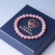 LUCY SUMMER กำไลหินแท้ Rose Quartz Madagascar ขนาด 6 mm. (Premium AAAAAAA) - โรสควอตซ์ (กำไลหินแท้ ร