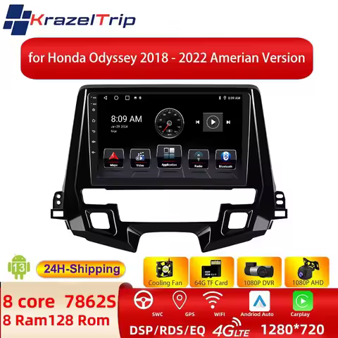 8 Core QLED Stereo DSP Car Radio for Honda Odyssey 2018 - 2022 Amerian Version Carplay Android Auto 