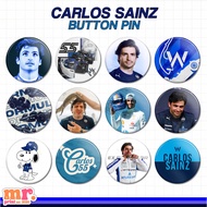 CARLOS SAINZ BUTTON PIN BADGE FORMULA ONE F1 INSPIRED BUTTON PIN BADGE