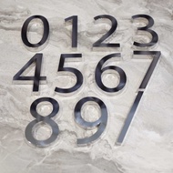 Number Plate House Thin Font Stainless Steel Raised Edge Size 10 Cm. Shiny Silver Hairline