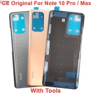 Original Back Lid For Xiaomi Redmi Note 10 Pro Glass Battery Cover Note 10 Pro Max Rear Door Housing Panel Case + Adhesive Glue