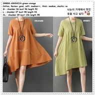 Baju Mini Dress Casual Katun Wanita Korea Import AB434214 Orange Green