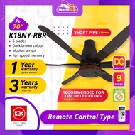 KDK K18ny-rbr Ceiling Fan – 70 Inch, Short Pipe, Twin DC, Remote Control, Dark Brown, Kipas Siling