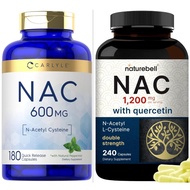 NAC 180/250 Capsules 600 Mg N-Acetyl Cysteine Supplement | Carlyle / Naturebell / Amazing Formulas