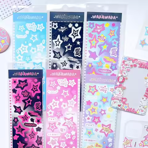 2pcs Cute Cartoon Deco Sticker Journal Sticker Star Element Deco Card Base Sticker Sheet