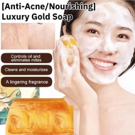 Nourishing Luxury Gold Soap Facial Cleansing Bar Handmade Shower Essential Oil Soap Deep Cleaning Oi
