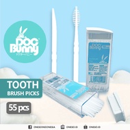 DENTAL PICKS (55 PCS) TOOTHBRUSH PICK/ PLASTIC TOOTHPACKS - DOC BUNNY Dental Floss Pick Floss Dispen