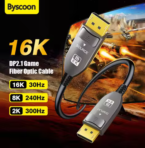 16K@30Hz Fiber Optic DisplayPort Cable 2.1 8K@240Hz 2K@300Hz 52Gbps High Speed DP Cable for Gaming M