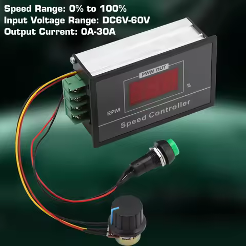 DC 6‑60V 12V 24V 36V 48V 30A PWM DC Motor Speed Controller Start Stop Switch DC Motor Controller Adj