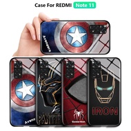 For Xiaomi Redmi Note 11/Note 11S Note11 Pro 5G Marvel Phone Case For boys Captain America Ironman Spiderman Tempered Glass Casing Cover