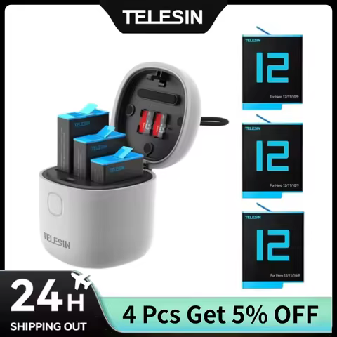 TELESIN Fast Charging Box and Batteries Set for Gopro Hero 12 11 10 9 Black TF Cards Reader Storage 