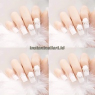 NA-PS White Fake Nails Simple Wedding White Flower Nails
